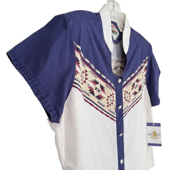 Vintage Cumberland Outfitters Womens M Aztec Western Show Shirt Short Sleeve - Picture 5 of 16